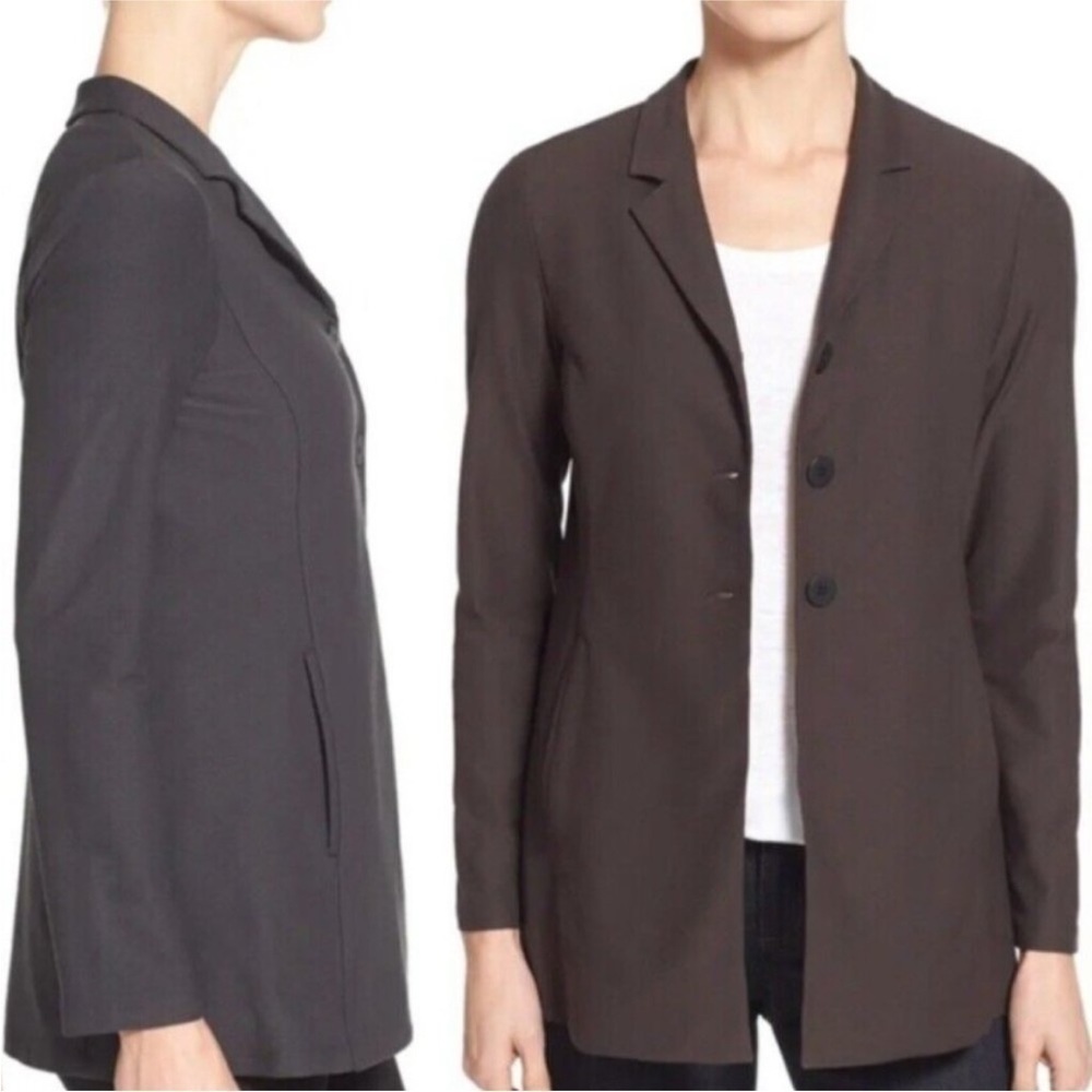 Eileen Fisher Long Blazer Jacket Coat Long Sleeve Button Front